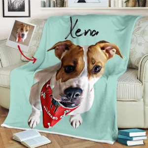 Custom Sherpa Blanket With Dog Photo
